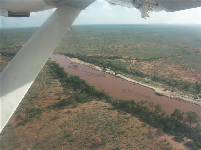 Galana River vom Flugzeug aus